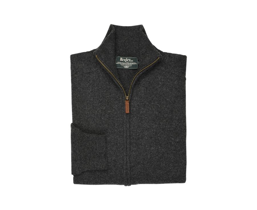 Gilet zippé homme laine Gris Anthracite Chiné - KANE