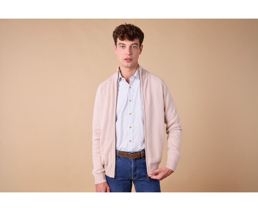 Gilet zippé homme laine - Beige Clair - KANE