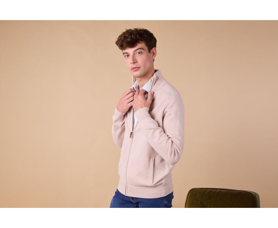 Gilet zippé homme laine - Beige Clair - KANE