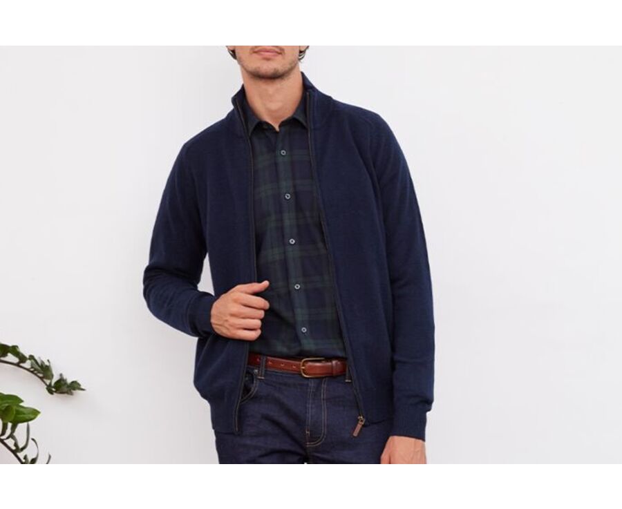 Gilet zippé homme laine Bleu Marine - KANE