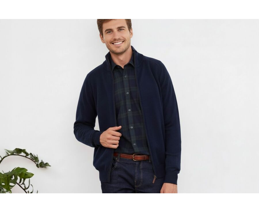 Gilet zippé homme laine Bleu Marine - KANE