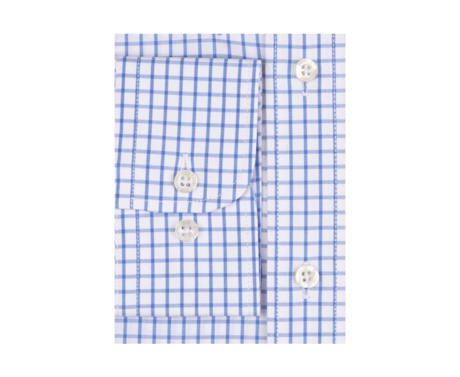 Chemise blanche carreaux bleus - Col américain - GRAYSON