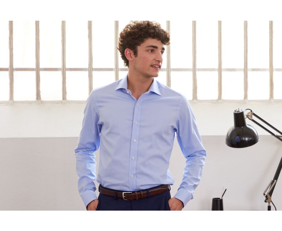 Chemise bleu ciel Oxford double fil uni - OTTAVIO
