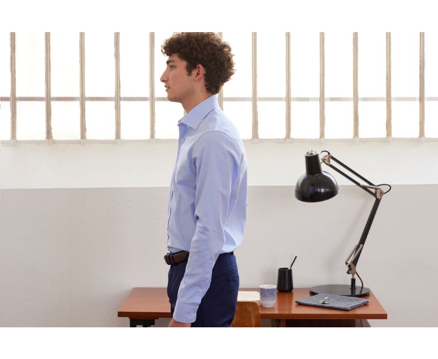 Chemise bleu ciel Oxford double fil uni - OTTAVIO