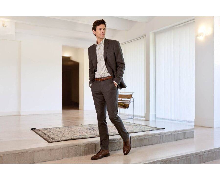 Pantalon de costume homme Chocolat Chiné - LAZARE