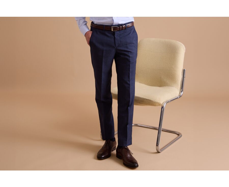 Pantalon de costume homme Bleu Foncé Chiné - LAZARE