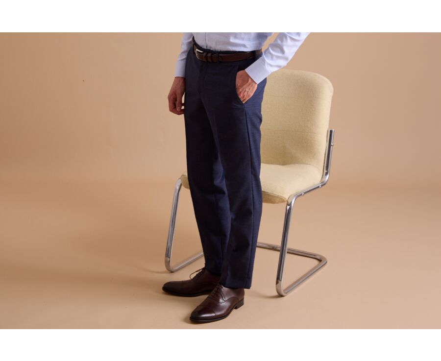 Pantalon de costume homme Bleu Foncé Chiné - LAZARE