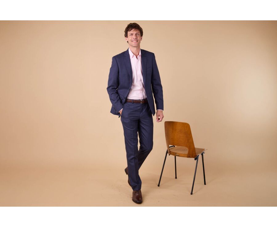 Pantalon de costume homme Bleu Foncé Chiné - LAZARE