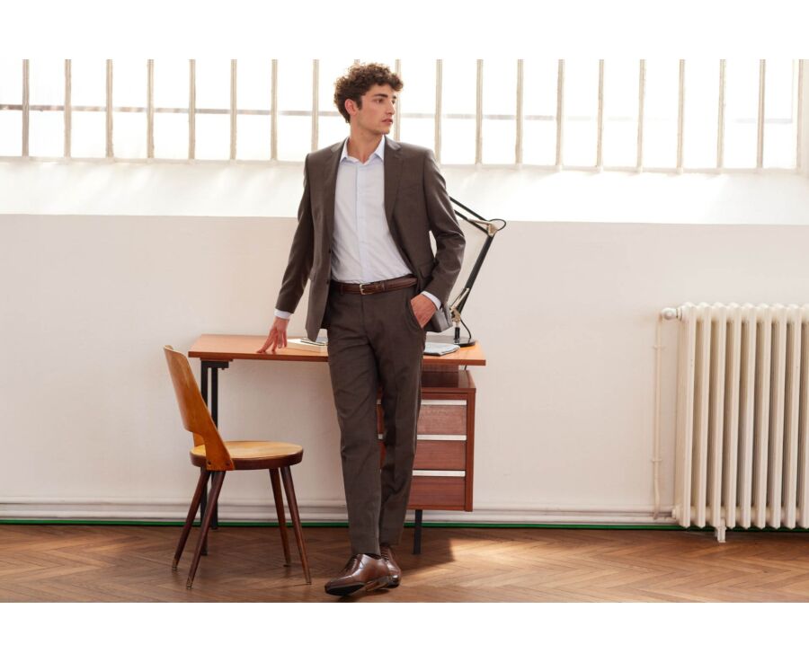Pantalon de costume homme Marron Chiné - LAZARE