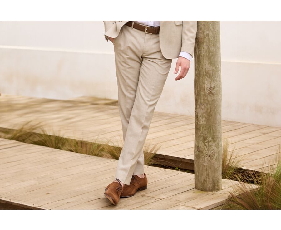 Pantalon de costume homme Beige Chiné - LAZARE