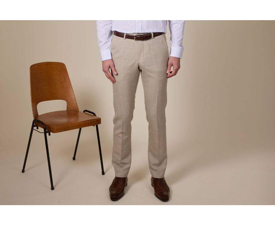 Pantalon de costume homme Beige Chiné - LAZARE