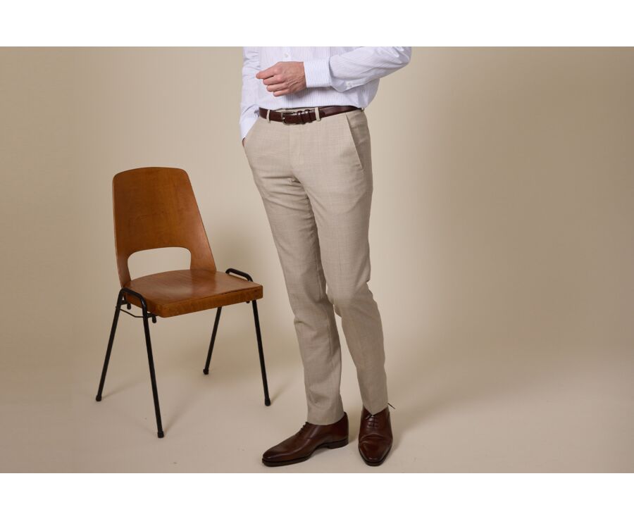 Pantalon de costume homme Beige Chiné - LAZARE