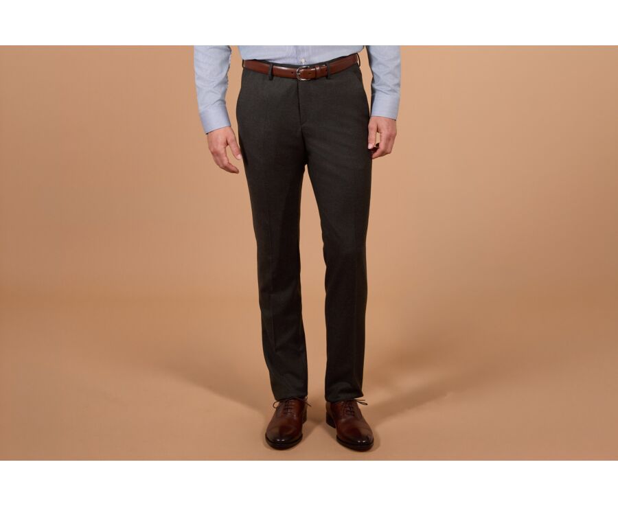 Pantalon de costume homme vert foncé chiné en laine Super 120's - LAZARE