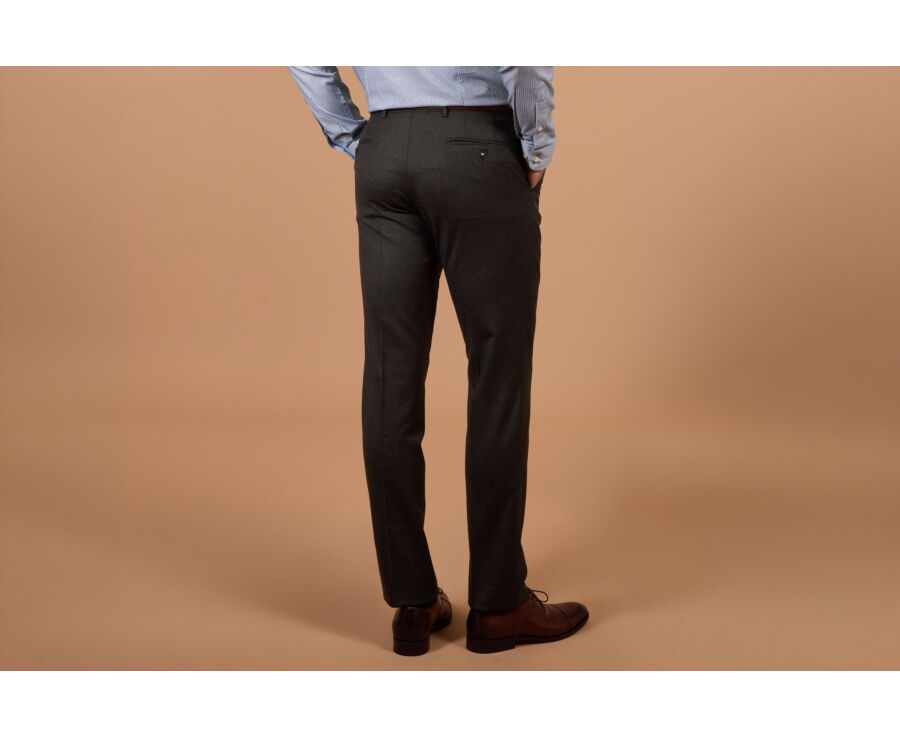 Pantalon de costume homme vert foncé chiné en laine Super 120's - LAZARE