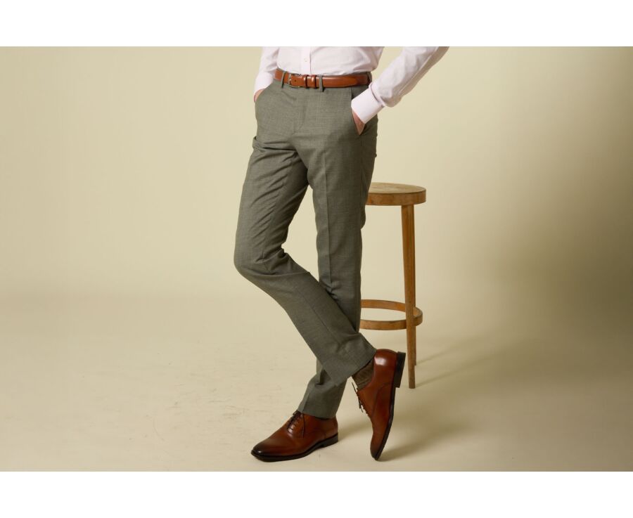 Pantalon de costume homme Kaki Clair Chiné - LAZARE