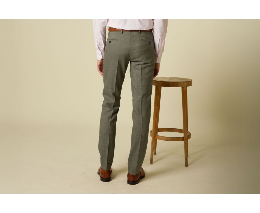 Pantalon de costume homme Kaki Clair Chiné - LAZARE