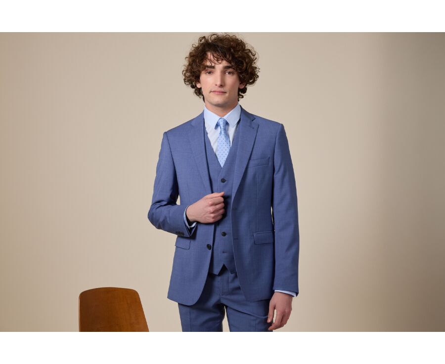Veste de costume Bleu Moyen Chiné - LAZARE