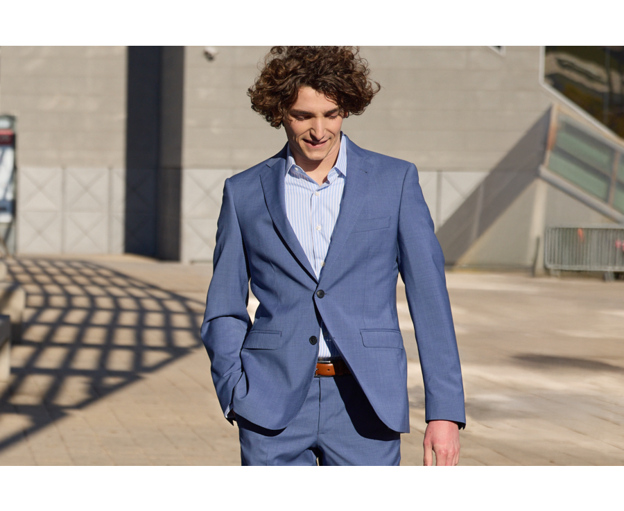 Veste de costume Bleu Moyen Chiné - LAZARE