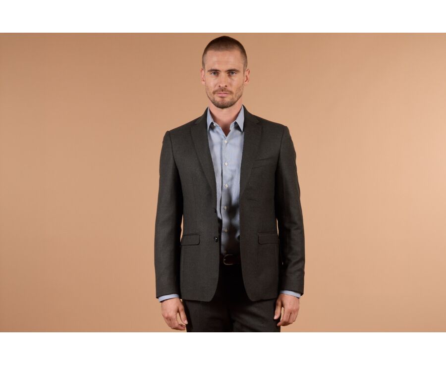 Veste de costume homme vert foncé chiné en laine Super 120's - LAZARE
