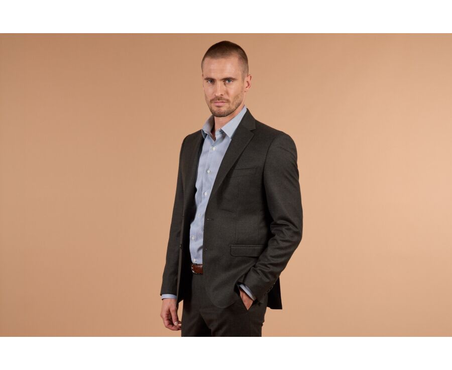 Veste de costume homme vert foncé chiné en laine Super 120's - LAZARE