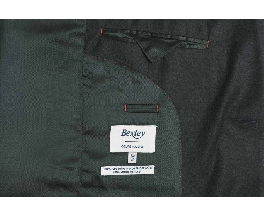 Veste de costume homme vert foncé chiné en laine Super 120's - LAZARE