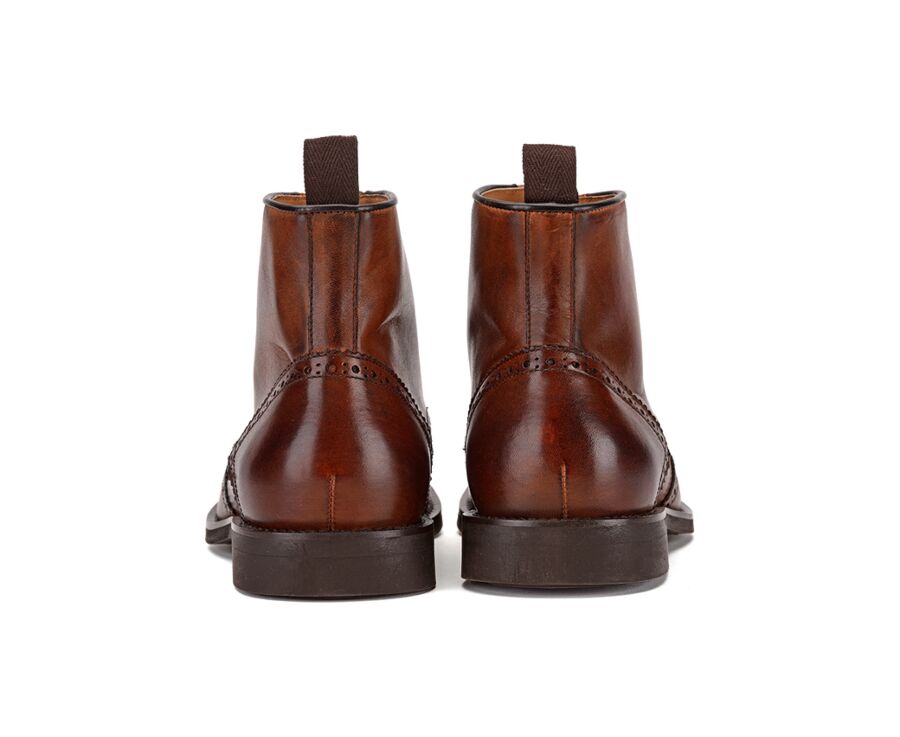Derby boots homme à lacets Châtaigne patiné - CHARING GOMME CITY