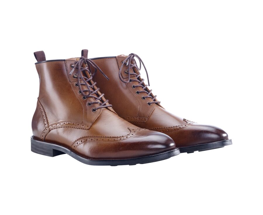 Derby boots homme à lacets Chocolat patiné - CHARING GOMME CITY