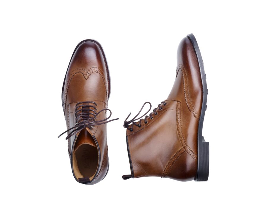 Derby boots homme à lacets Chocolat patiné - CHARING GOMME CITY