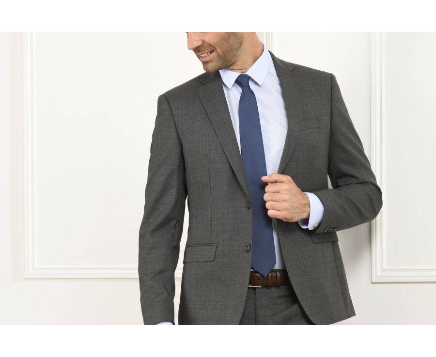 Cravate en soie Unie Bleu Pétrole