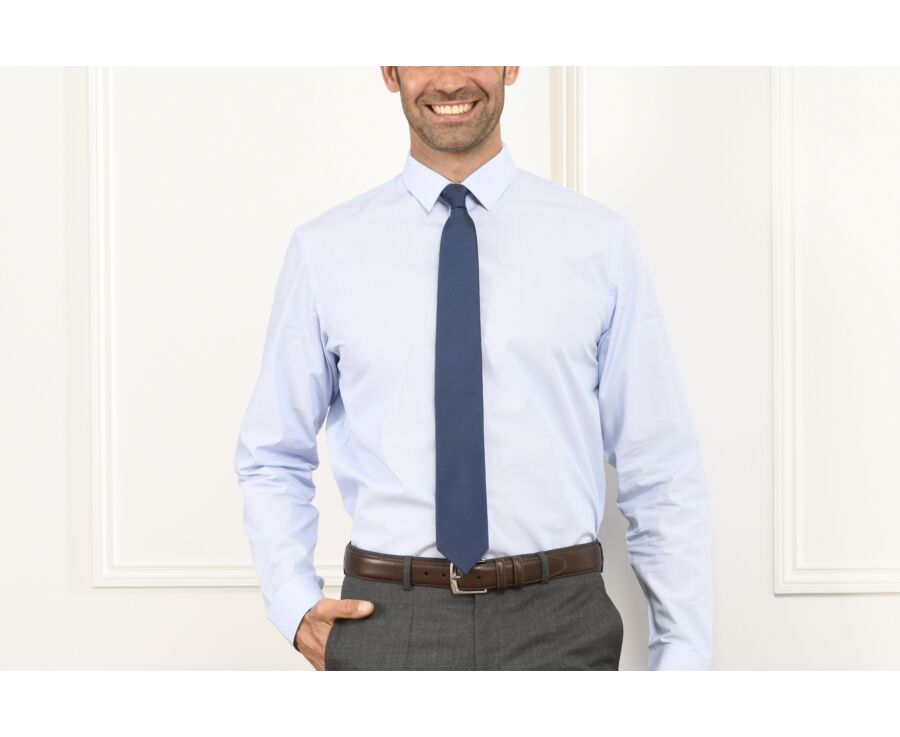 Cravate en soie Unie Bleu Pétrole