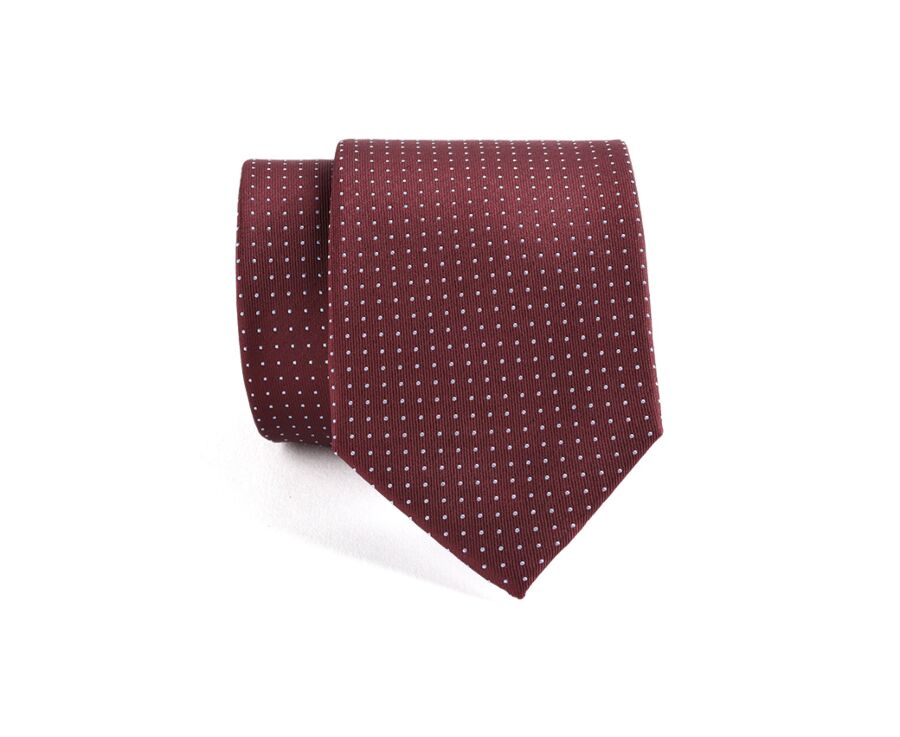 Cravate homme Soie Bordeaux Micro Pois Bleu Ciel