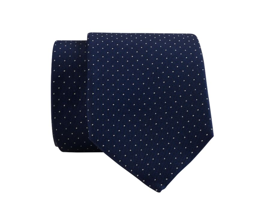 Cravate homme en soie à micro-pois marine et beige