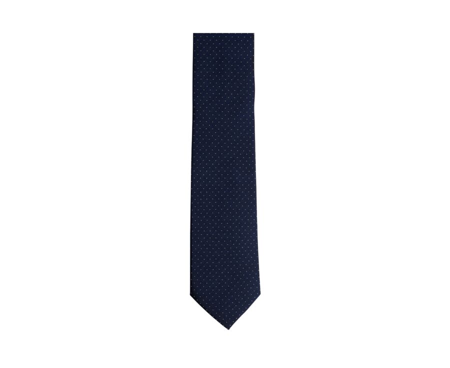 Cravate homme en soie à micro-pois marine et beige