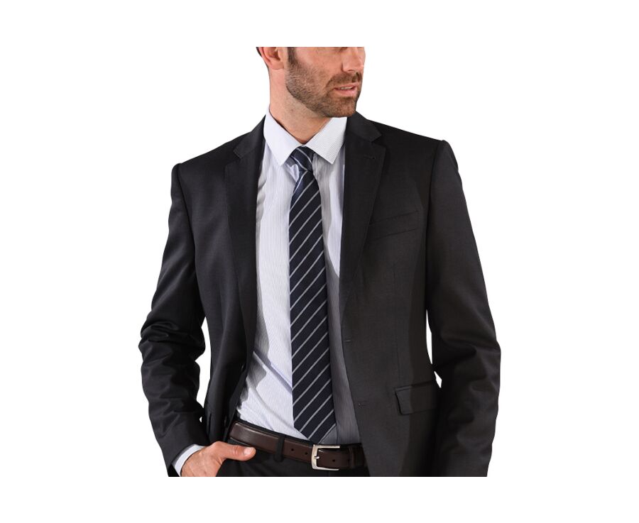 Cravate homme soie Marine Rayée Bleu Ciel