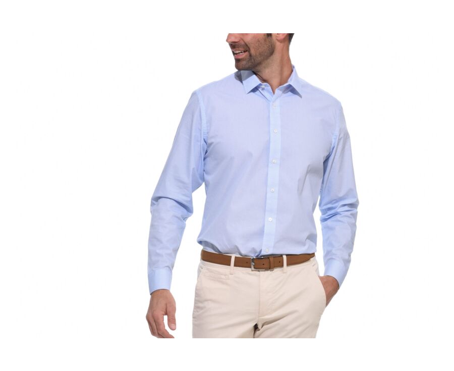 Chemise blanche imprimée motifs bleus - Col français - OSCAR