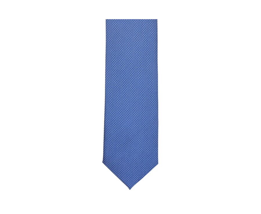 Cravate en soie Bleu Micro Pois blanc