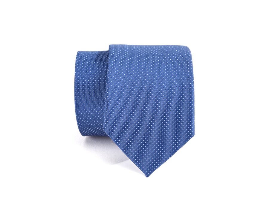 Cravate en soie Bleu Micro Pois blanc
