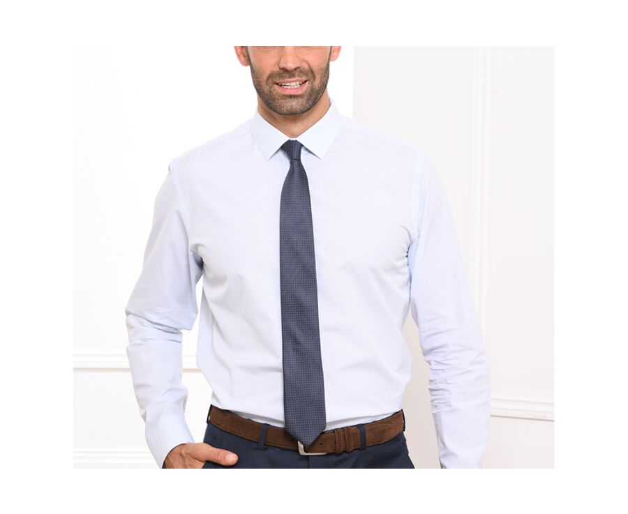 Cravate homme soie Bleu Pétrole Micro Pois Marine