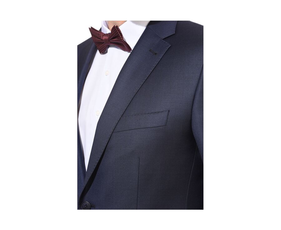 Noeud Papillon Soie Micro Pois Bordeaux et Bleu Ciel