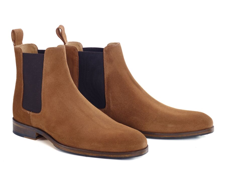 Chelsea boots homme Velours Cognac - DAWSON II PATIN