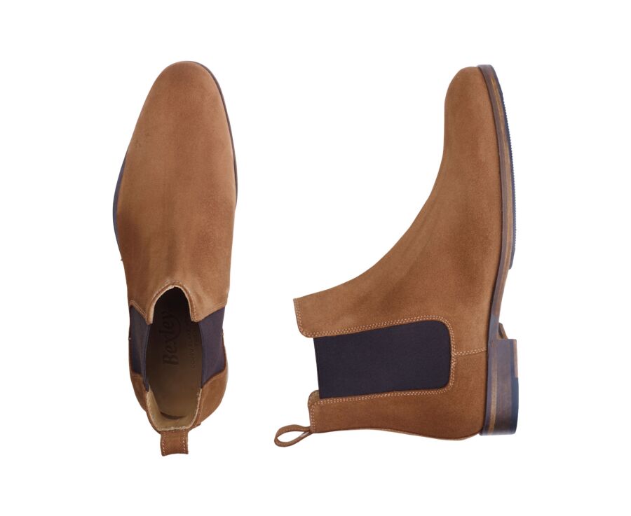 Chelsea boots homme Velours Cognac - DAWSON II PATIN