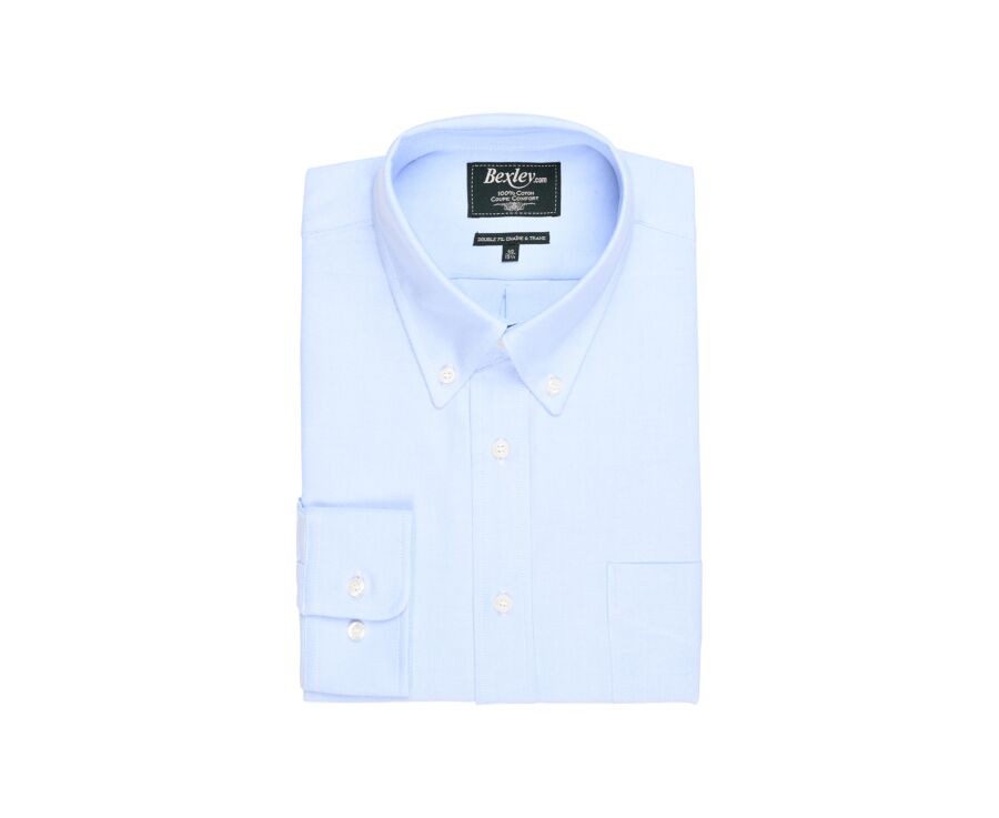 Chemise bleu ciel coton - Col américain - TOMMY