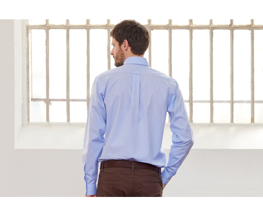 Chemise bleu ciel coton - Col américain - TOMMY