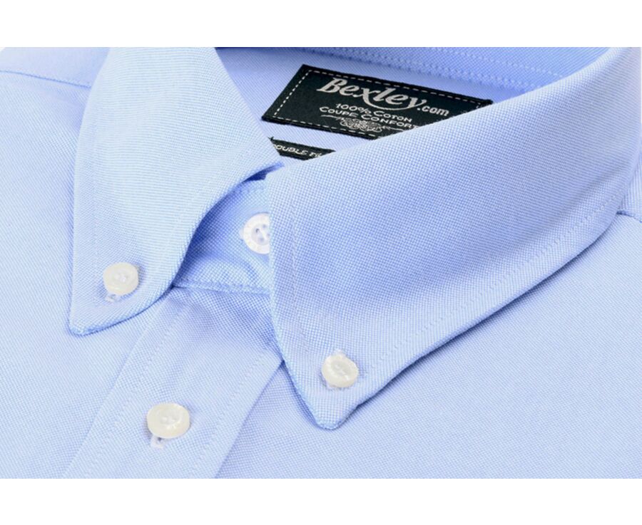 Chemise bleu ciel coton - Col américain - TOMMY