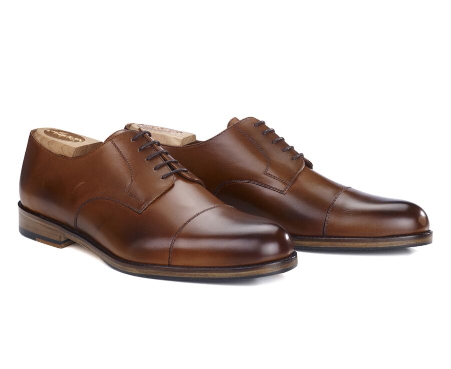 Derbies homme Cognac patiné semelle cuir avec patin - MAYFAIR CLASSIC PATIN