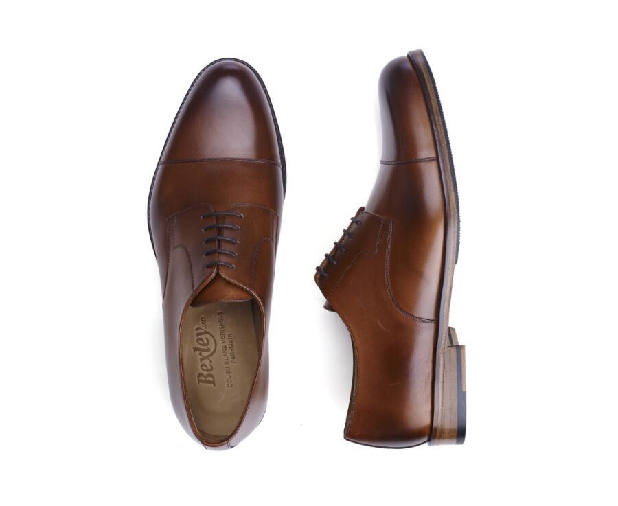 Derbies homme Cognac patiné semelle cuir avec patin - MAYFAIR CLASSIC PATIN