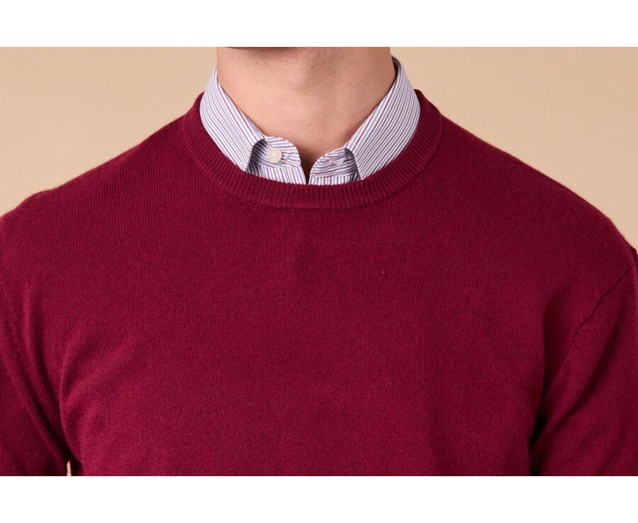 Pull col rond homme laine - Bordeaux - CONAN