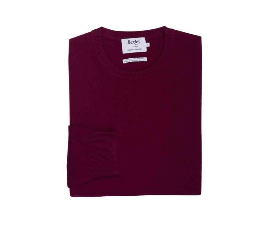 Pull col rond homme laine - Bordeaux - CONAN