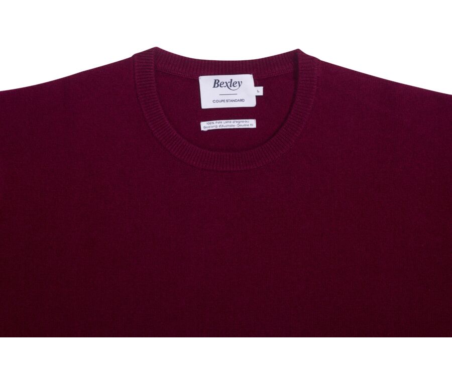Pull col rond homme laine - Bordeaux - CONAN