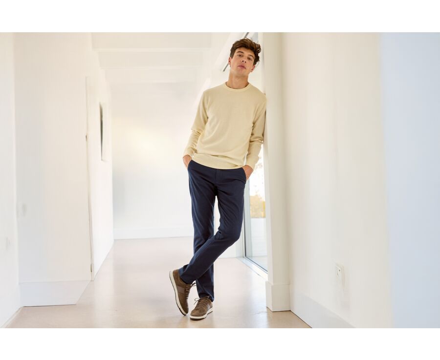 Pull col rond homme laine - Ecru - CONAN